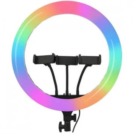 Світлодіодна кільцева лампа з портом USB-A на 2 А F133/1 RGB 45 см, фото 1