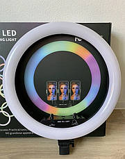 Світлодіодна кільцева лампа з портом USB-A на 2 А F133/1 RGB 45 см, фото 4