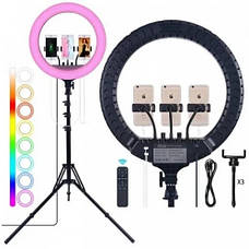 Світлодіодна кільцева лампа з портом USB-A на 2 А F133/1 RGB 45 см, фото 6