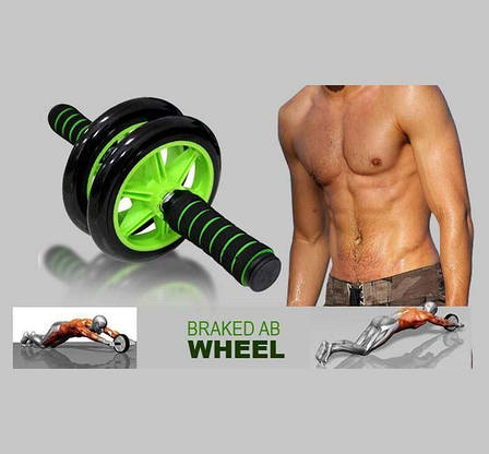Гімнастичне спортивне фітнес-колесо Double wheel Abs health abdomen round ⁇ Тренажер-ролик для м'язів, фото 1