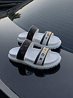 Черные женские тапочки Louis Vuitton SLIPPERS WHITE. Слиперы на лето женские Луис Витон