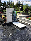 Одинарний пам'ятник з білого мармуру з кольоровим портретом № 26, фото 3