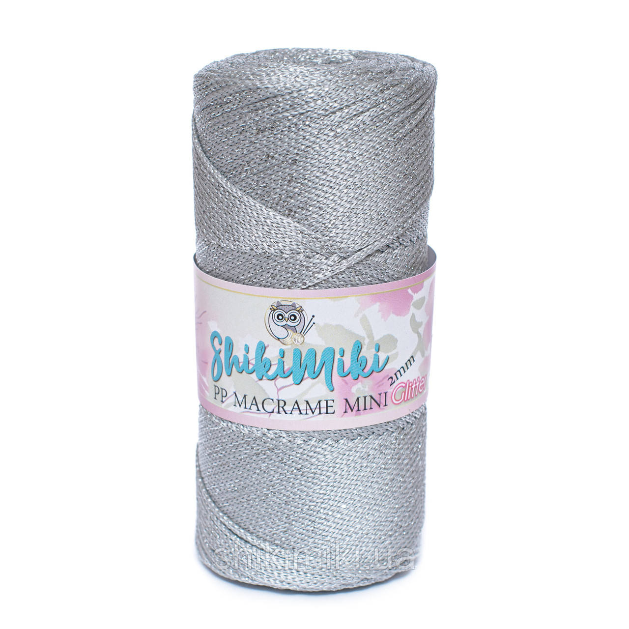 Трикотажний шнур з люрексом PP Macrame Glitter, колір Світле срібло