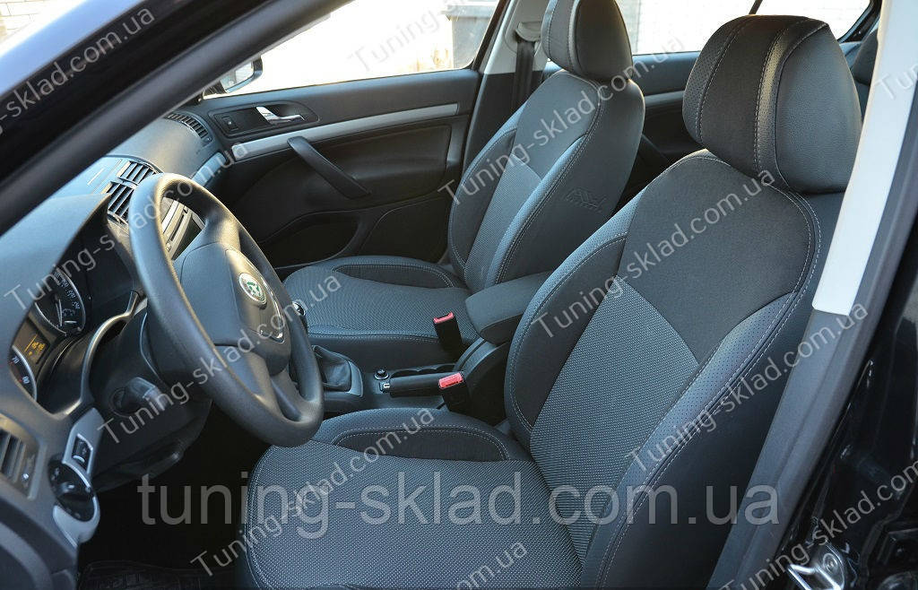 Чохли на сидіння Шкоду Октавія А5 (чохли з екошкіри Skoda Octavia A5 стиль Premium), фото 1
