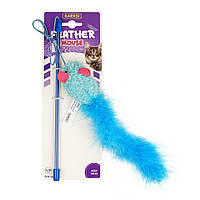 Іграшка для Котів Barksi Feather Mouse Ведмедик на вудці 30 см