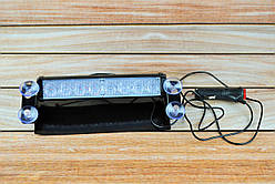 Стробоскоп LED Червоно-синій у салон під лобове скло, Од прикурювача на липучках і кріпленні