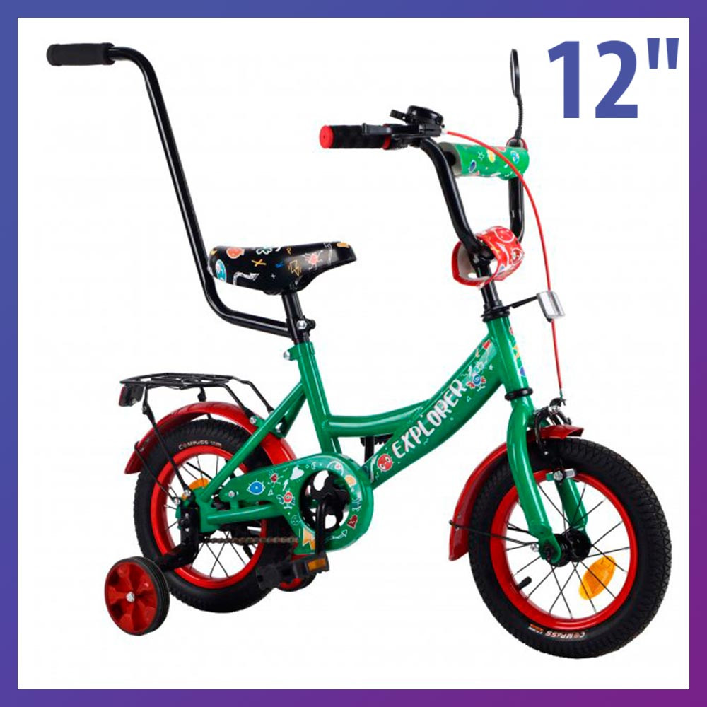 Дитячий двоколісний велосипед Tilly EXPLORER 12 дюймів T-21211 зелений. Для дітей 2-4 років