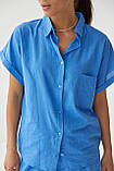 Жіночий літній костюм шорти та сорочка No.77 fashion — синій колір, S (є розміри), фото 4