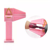 Пластиковый зажим-струбцина для поджатия и фиксации арки ногтя, на резинке. Розовый