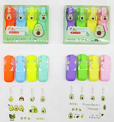 Текстмаркер міні з наклейкою «Авокадо» 5.5см набір 4 кольори