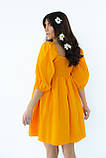 Однотонне плаття з розкльошеним низом hot fashion — жовтогарячий колір, M (є розміри), фото 2