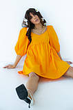 Однотонне плаття з розкльошеним низом hot fashion — жовтогарячий колір, M (є розміри), фото 5