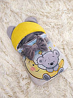 Детский конверт - спальник для новорожденных, принт "Мишуткин сон", желтый