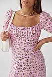 Довге квіткове плаття з оборкою hot fashion — рожевий колір, S (є розміри), фото 4