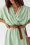 Жіноче плаття міді з верхом на запах PERRY — салатовий колір, L (є розміри), фото 4