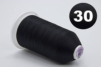 Нитка TURTLE 100% поліестер, товщина № 30, колір 9999 чорний, довжина 2500м, Туреччина