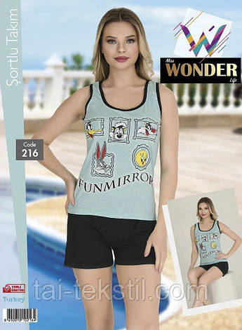 Комплект майка з шортами якість бавовни з лайкрой т. м. Miss Wonder life Туреччина No 216, фото 2
