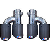 Насадка глушителя выхлопной системы двойная h-образная BMW M Принт 64-67 мм 89 мм Карбон Матовая Комплект