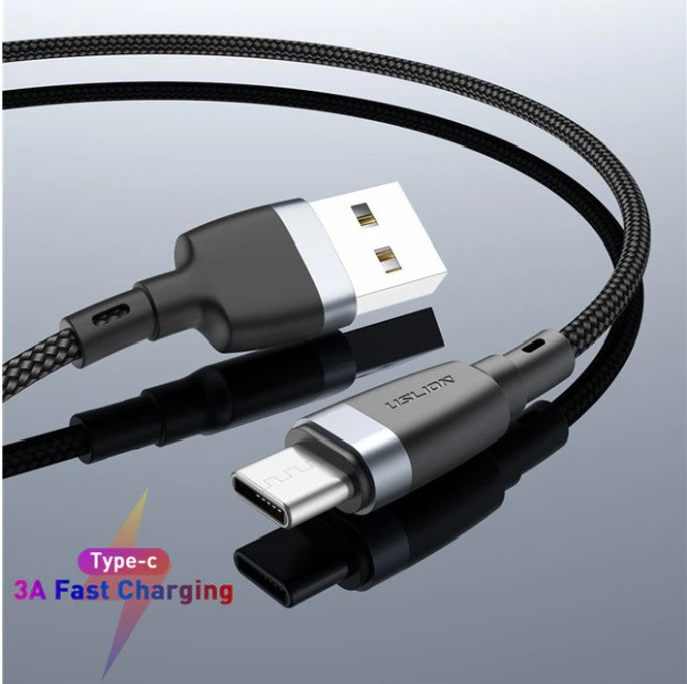 "Uslion" Кабель зарядки і передачі даних USB - Type-C високошвидкісної 5A QC3  0,5 метра, фото 1