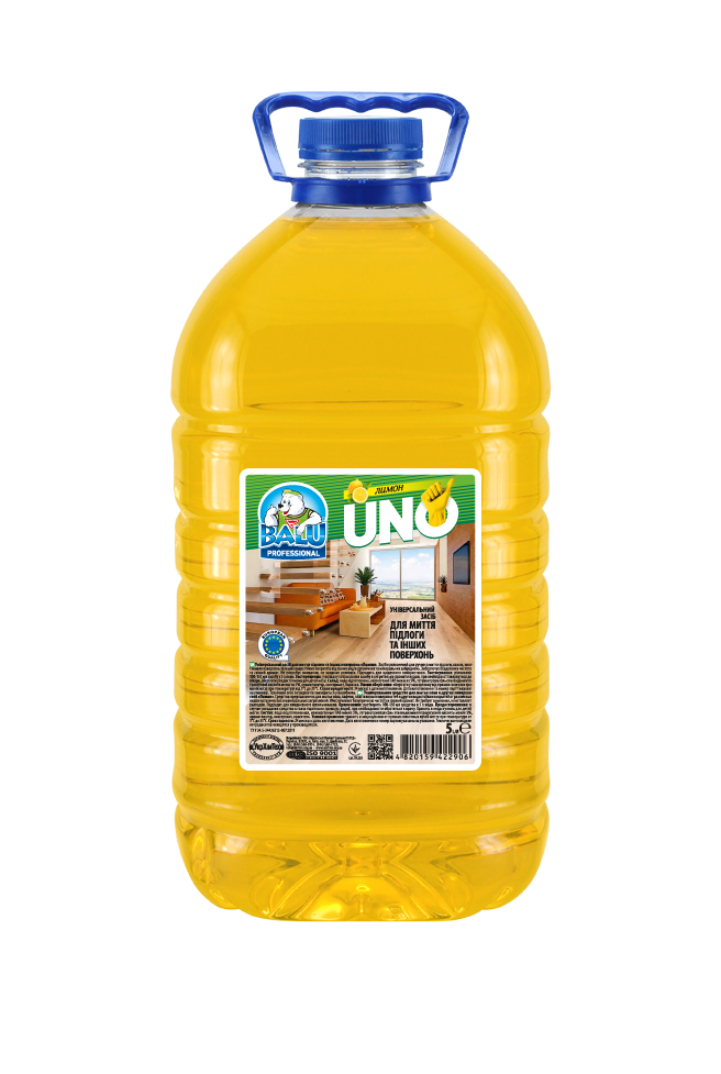 Універсальний засіб для миття підлоги та інших поверхонь Balu Uno Лимон 5 л ПЕТ