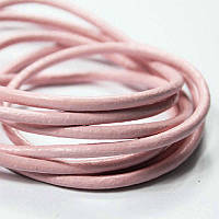 Шнур натуральная кожа Пудра розовая 2 мм 1 м