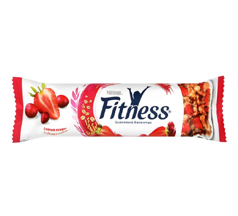 Батончик Fitness Nestle Стиглі ягоди полуниці та журавлина злаковий, 23 ...