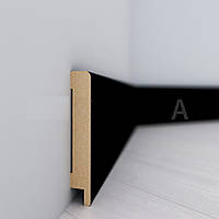 Плінтус прямокутний підлоговий з МДФ, висота 79 мм, перекриття по підлозі 16 мм, довжина 2,07 м, Чорний