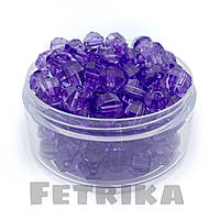 Намистини пластикові прозорі круглі, 10 мм, фіолетовий, 10 шт.