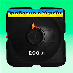Бак для душа плоский пластиковий дачний 200 літрів чорний