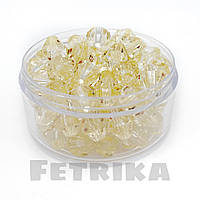 Намистини прозорі (гранений біконус), 13 мм, молочний, 10 шт.