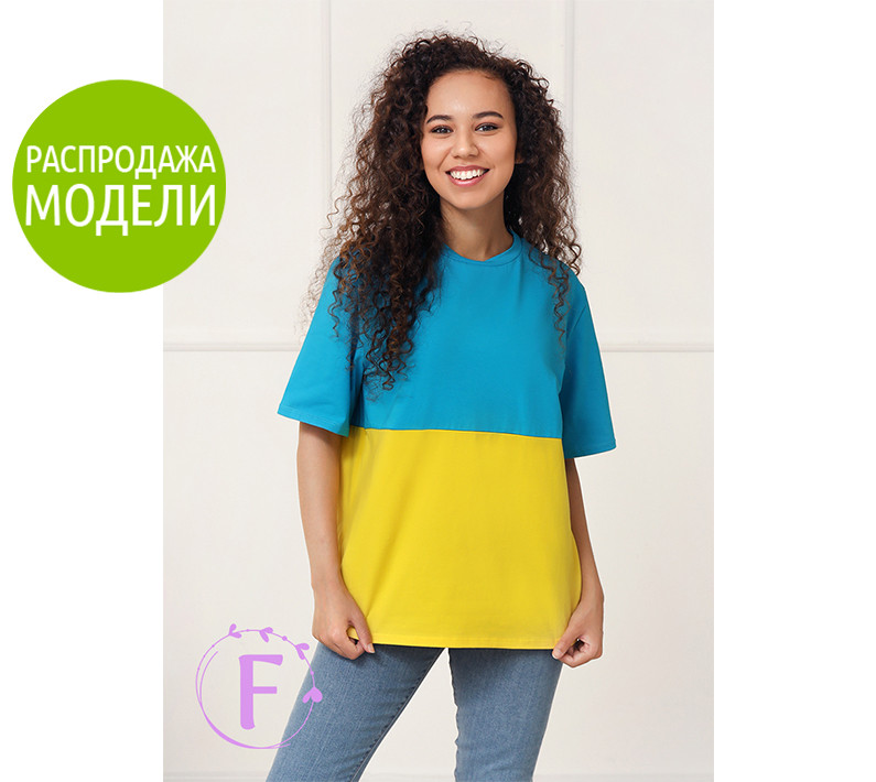 Літня вільна двокольорова футболка "Country"| Розпродаж моделі