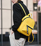 Жіночий жовтий рюкзак YELLOW TRACTOR компактний з екошкіри для міста та подорожей, фото 6