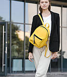 Жіночий жовтий рюкзак YELLOW TRACTOR компактний з екошкіри для міста та подорожей, фото 7