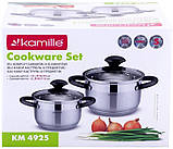 Набір 2 каструлі Kamille Groningen 1.5л, greenpharm  3л greenpharm з нержавіючої сталі з 5-шаровим індукційним дном, фото 6