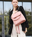 Жіноча пудрова сумка-рюкзак POWDER CHOCOLATE містка з екошкіри для міста та подорожей, фото 5