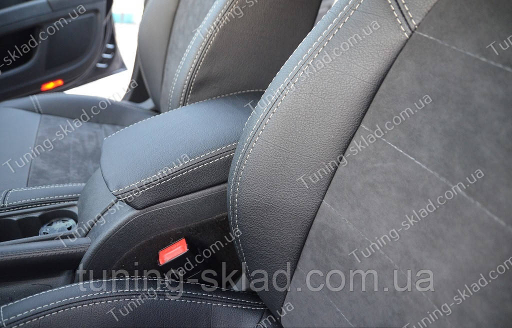 Чохли на Шкоду Суперб 2 Амбітн (авточохли Skoda Superb 2 Ambition, Lether style), фото 1