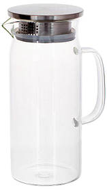 Глечик скляний Lorenza 1000мл greenpharm greenpharm з металевою кришкою