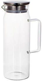 Глечик скляний Lorenza 1500мл greenpharm greenpharm з металевою кришкою