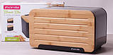 Хлібниця Kamille Breadbasket Steel&Bamboo 35х20см greenpharm  з нержавіючої сталі, фото 5