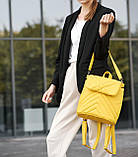 Жіноча жовта сумка-рюкзак YELLOW CHOCOLATE містка з екошкіри для міста та подорожей, фото 6