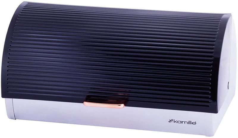 Хлібниця Kamille Breadbasket Steel&Plastic 38.5х25.5х18.5см ukrfarm з нержавіючої сталі з пластиковою кришкою