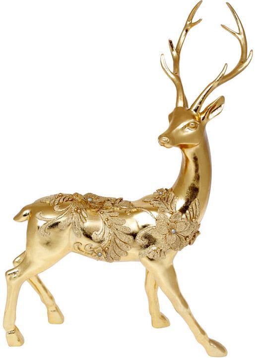 Декоративна статуетка "Олень у мереживі" 37х20см greenpharm, полістоун, золото, фото 1