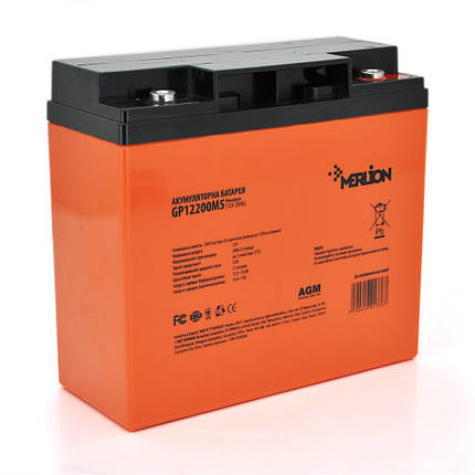 Акумуляторна батарея MERLION AGM GP12200M5 PREMIUM 12 V 20 Ah (180 x 78 x 165 (168)) Orange Q4/192, фото 1