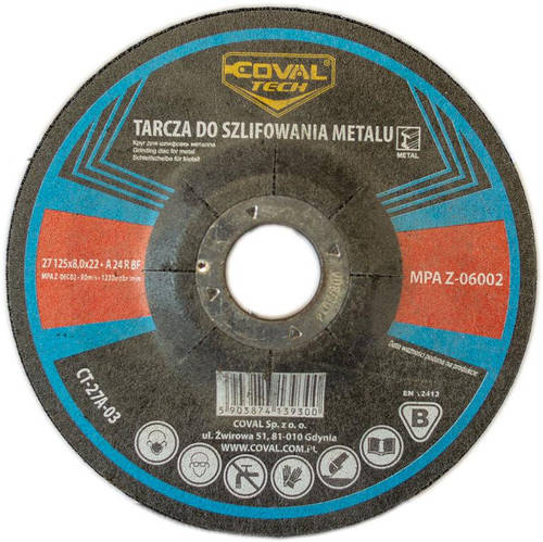 Диск шлифовальный по металлу 125х8.0х22 мм Coval Tech (ID#1655396638 ...