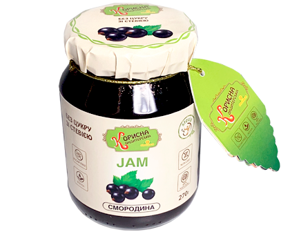 Джем без цукру "Смородина", ТМ STEVIASUN 270 г