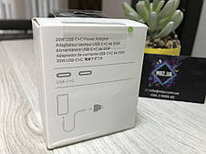 Швидкий блок живлення, Адаптер для iPhone USB-C+C 35W Power Adapter 35 Вт, фото 4