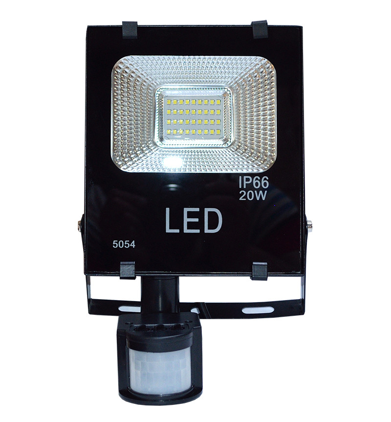 Світлодіодний прожектор 20w з датчиком 6500K вуличний SUNLED (FL-20-6000-S)