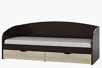 Кровать Комфорт односпальная с выдвижными ящиками, венге + дуб молочный 80*190 см