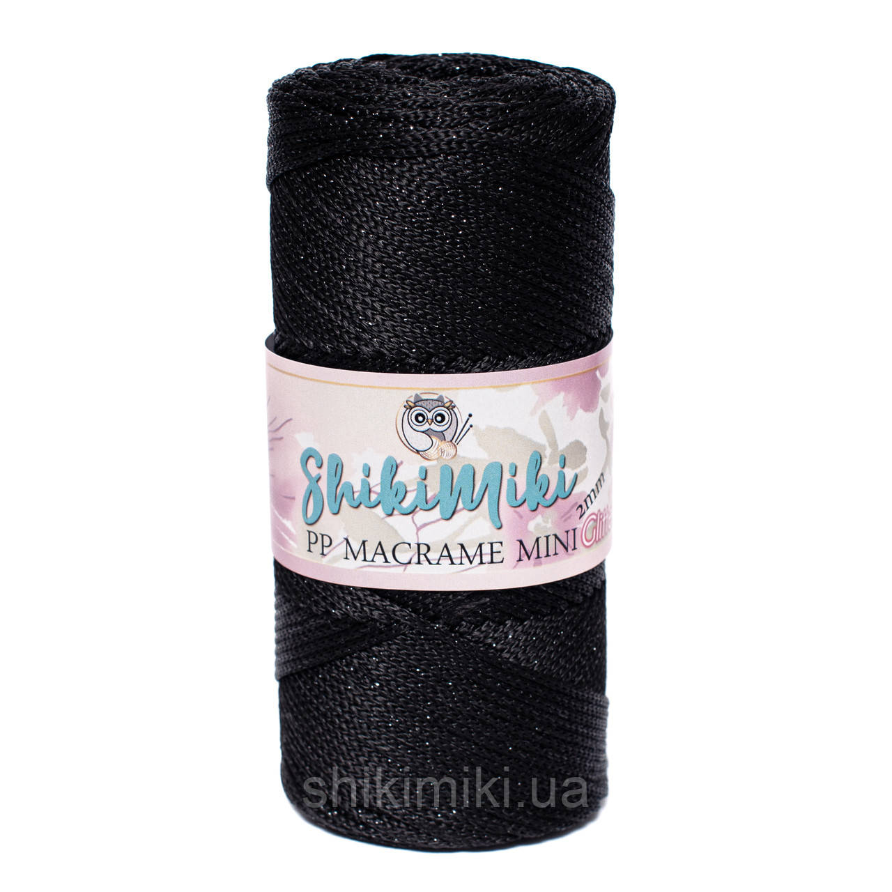 Трикотажний шнур з люрексом PP Macrame Glitter, колір Чорна ніч