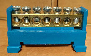 Шина нульова з ізолятором на DIN-рейку, 7 отворів